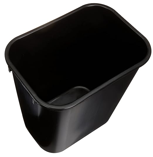 Amazon Basics Trash Can, Rectangular Commercial Office Wastebasket, 7 Gallon (Pack of 2), Black