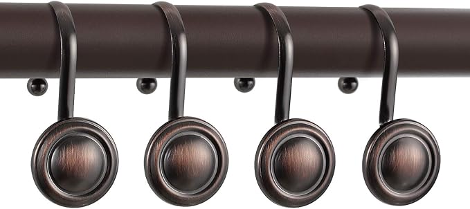 CHICTIE Bronze Shower Curtain Hooks Rings, Oil Rubbed Decorative Shower Curtain - Image 4