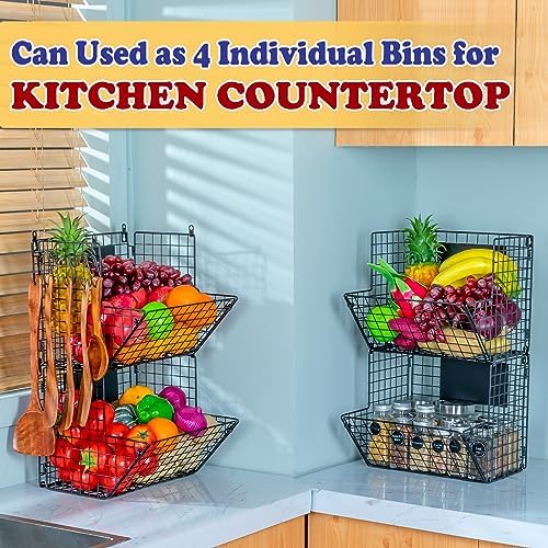 X-cosrack Metal Wire Basket Wall Mount, 4 Tier Extra Large Wall Storage Basket - Image 3