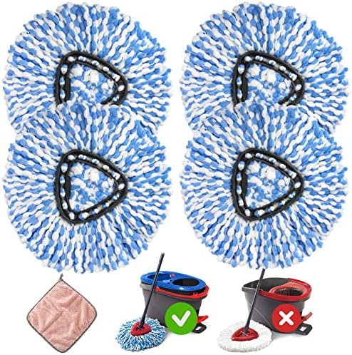 Spin Mop Replacement Heads for O-Cedar RinseClean 2-Tank, Microfiber 4-Pack by MXZONE