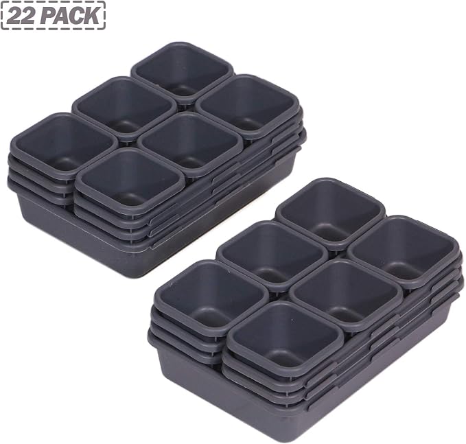Set of 22 Interlocking Desk Drawer Organizer Tray Dividers Plastic Shallow - Image 4