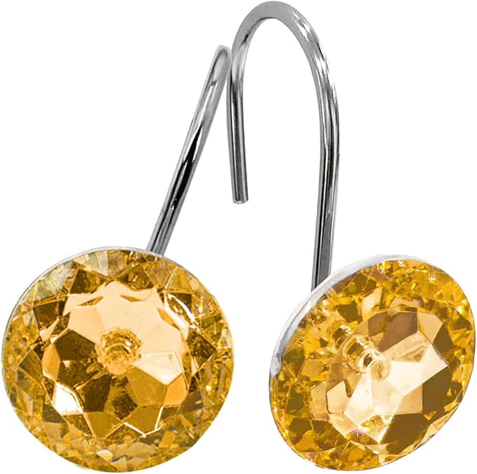 Gold Diamond Crystal Bling Shower Curtain Hooks Rings by MitoVilla