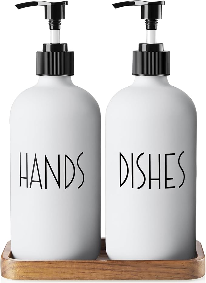 ALELION White Dish Soap Dispenser Set by ALELION