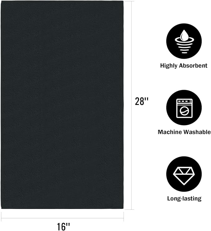 Orighty 6-Pack Black Hand Towels, 16x28 inch Microfiber Gym Towels | Quick - Image 3