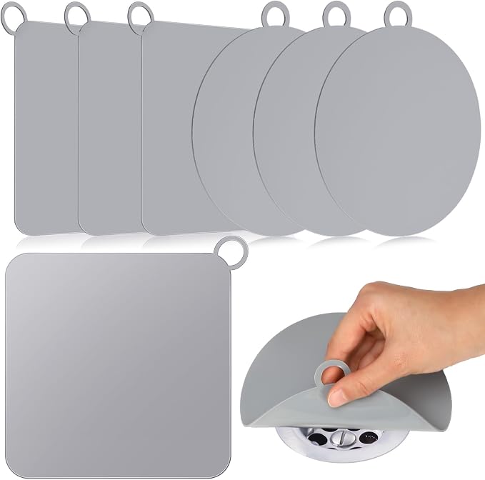 6 Pack Drain Covers for Bugs, 6 X 6 Inch, Round and Square, Anti Odor and by Yinkin