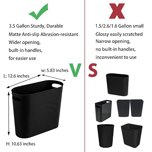 rejomiik Small Trash Can, 3.5 Gallon Slim Garbage Can Plastic Waste Basket - Image 3