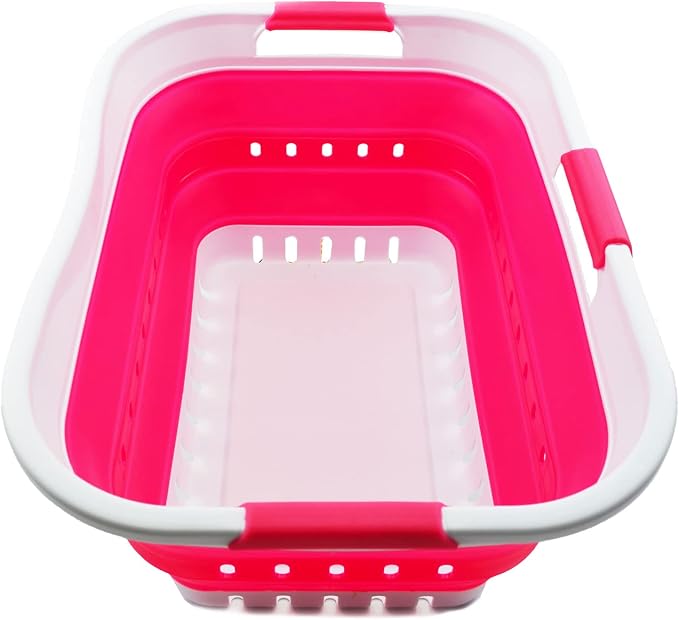 SAMMART 30L Collapsible 3 Handled Plastic Laundry Basket by SAMMART