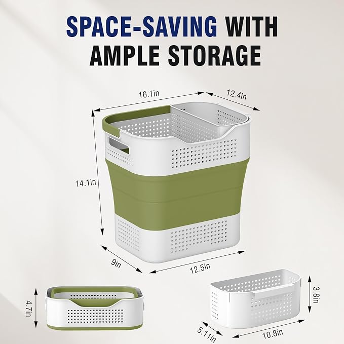 TECHMILLY Collapsible Plastic Laundry Basket Hamper - Image 2