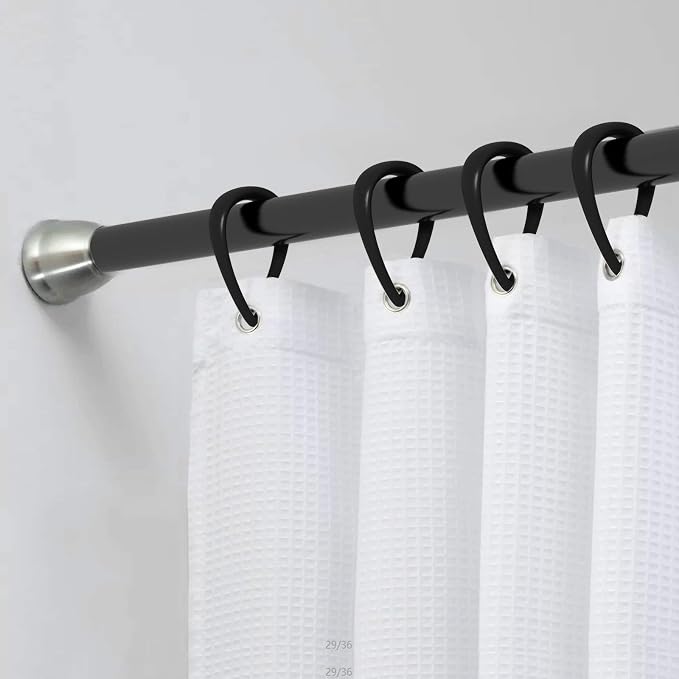 Top-spring Black Shower Curtain Hooks 12Pcs Drop Shaped Hooks - Image 3