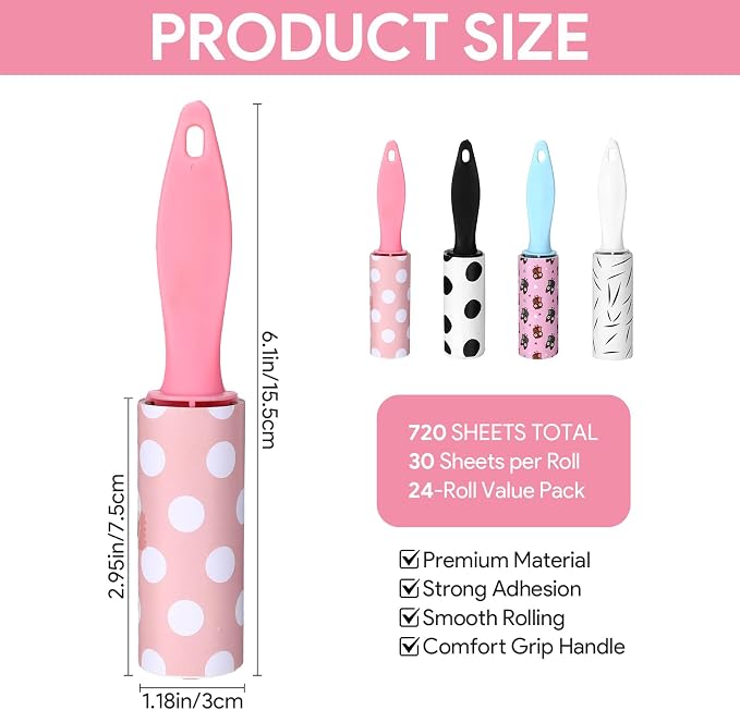24 Pcs Mini Lint Roller for Clothes Travel Size, Travel Lint Roller for Clothes - Image 3