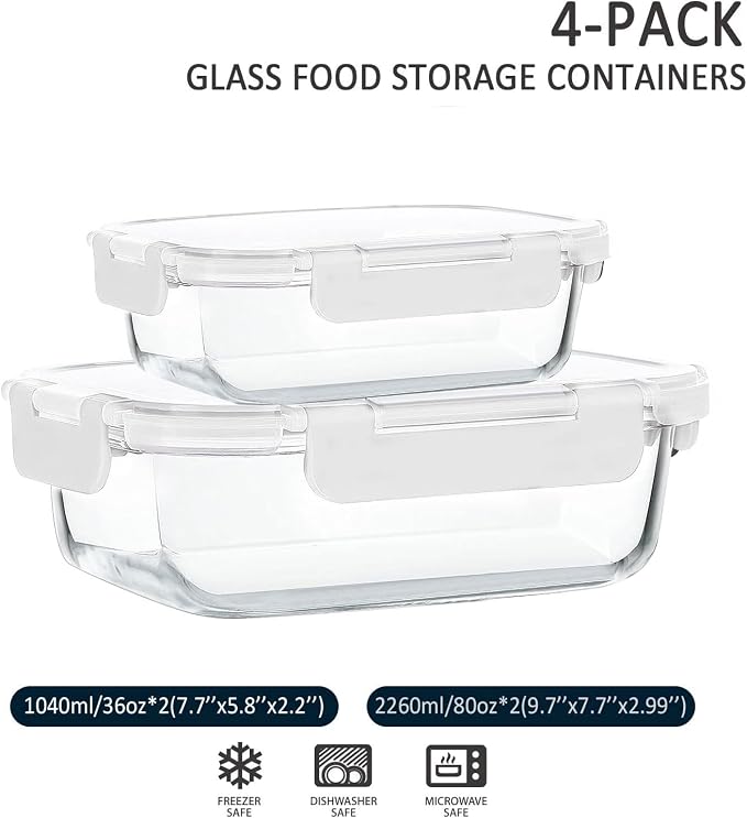 M MCIRCO 80 oz & 36 oz Extra Large Glass Food Storage Containers - Image 2