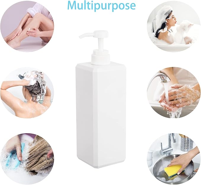 Plastic Pump Bottle Refillable Lotion Soap Dispenser 32oz White 2 Pack | Sturdy - Image 3
