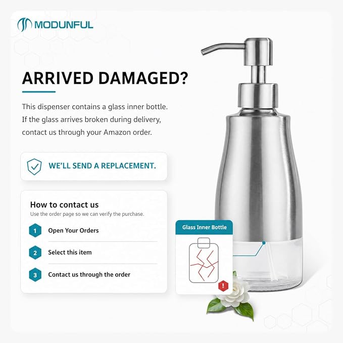 Stainless Steel Dish Soap Dispenser, 11oz/320ml Silver | Rust-Resistant Brushed - Image 9