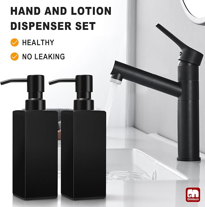 GMISUN Black Soap Dispenser Bathroom, Glass Hand Soap Dispenser - Image 5