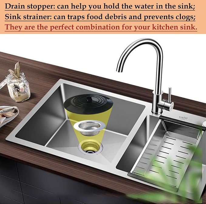 Seatery 4PCS Kitchen Sink Strainer Stopper Kit, Universal Silicone Sink Drain - Image 2