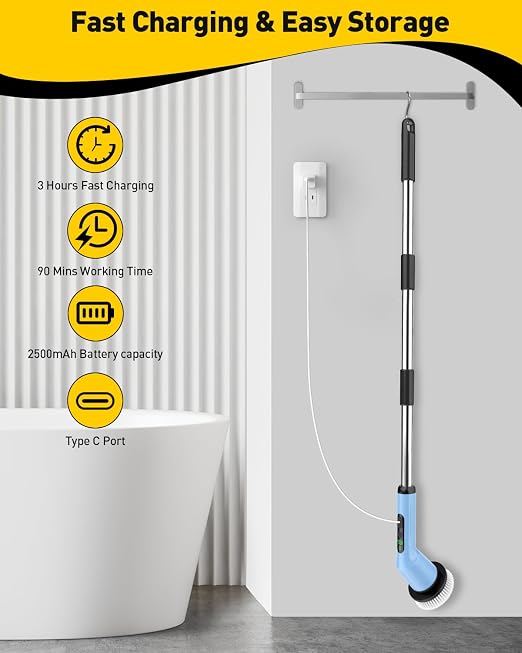 Electric Spin Scrubber for Bathroom, Shower Scrubber - Image 7