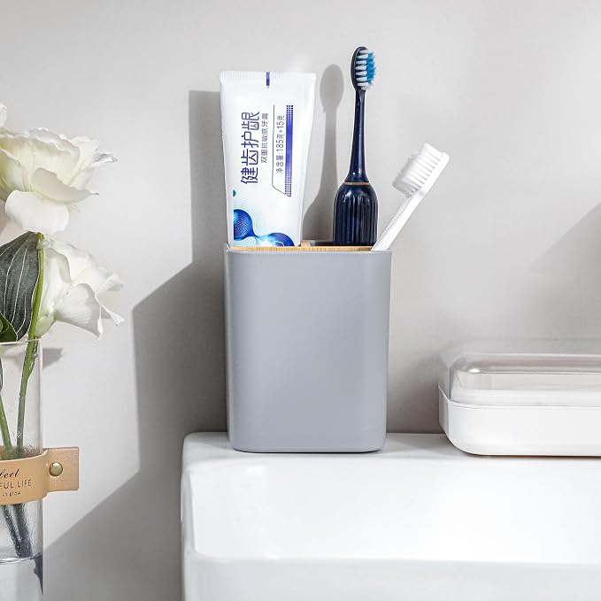 Bamboo Toothbrush Holder for Bathrooms Toothpaste Organizer - Image 3