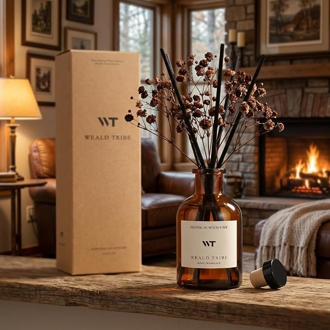 Reed Diffuser Set for Bathroom Air Fresheners, Oil Diffuser Sticks | Vanilla - Image 2