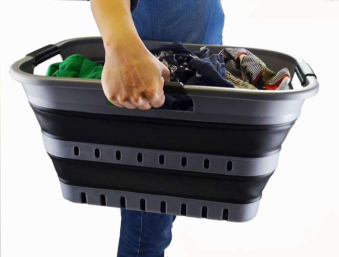 SAMMART 30L Collapsible 3 Handled Plastic Laundry Basket - Image 7