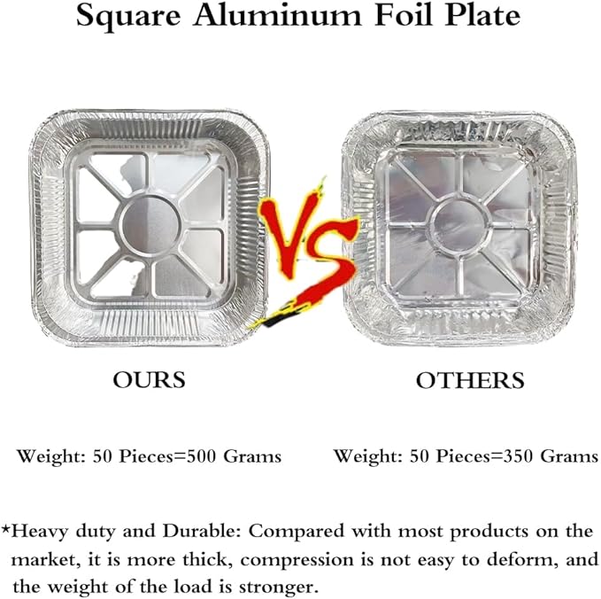 Non-Stick Disposable Air Fryer Aluminum Foil Liners Square 50PCS, Oil-Proof Aluminum Foil Tin Box Also for Steamer Basket Instant Pot Oven & Grill (8 * 8 Inch-Square)