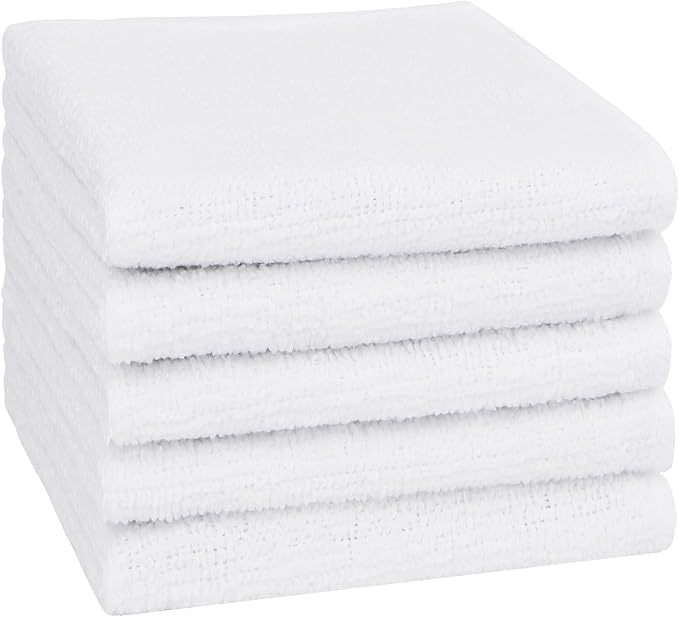 Orighty Washcloths, 5 Pack Microfiber Face Towels, 12x12 Inch White by AllRightinOrighty