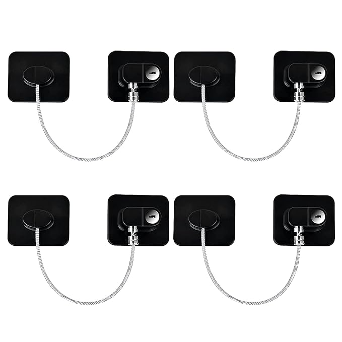 YEYA Upgraded Refrigerator Locks 4 Pack, Baby Proof Cabinet Locks with Keys, Safety Cabinets Door for Toddler