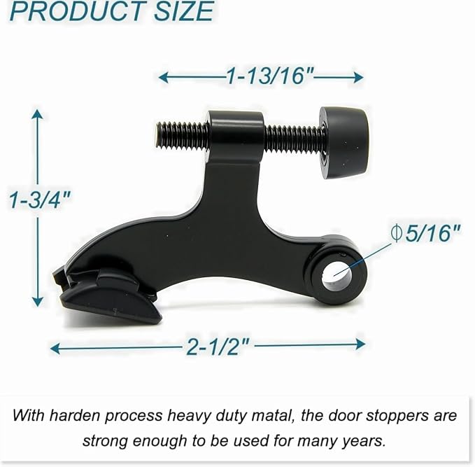 16 Pack Hinge Pin Black Door Stopper, Adjustable Heavy Duty Hinge Pin Door Stop - Image 2