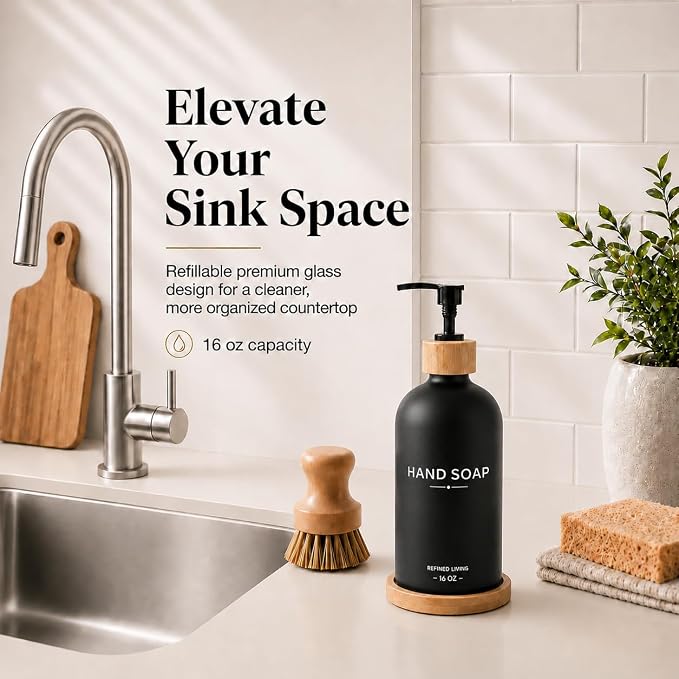 Dish Soap Dispenser, 16OZ Glass Kitchen Soap Dispenser - Image 2