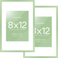Homeforia 8x12 Picture Frame Sage Green, High End Metal 8 x 12 Poster Frames with Mat 6 by 8 Photo, 12x8 Frame Matted to 6x8 inch Art, 8by12 Wall or Tabletop Frames, Tempered Glass, Wall Kit, Set of 2