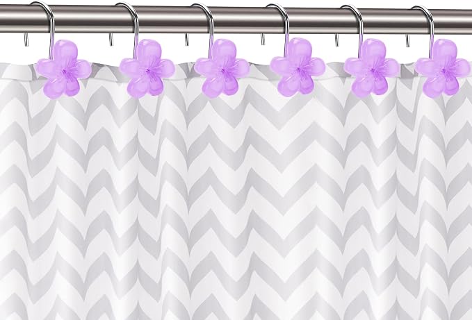 Cute Flower Shower Curtain Hooks, Glow in The Dark, Pretty Floral Themed - Image 3
