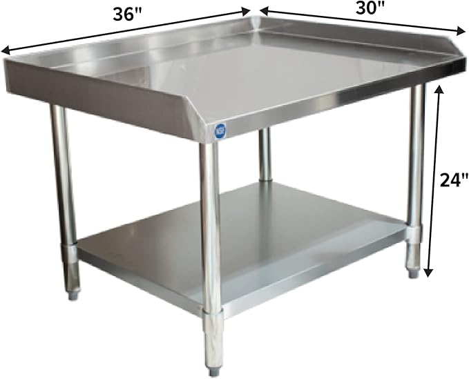 NSF Certified 18 Gauge Heavy Duty Stainless Steel Equipment Grill Stand with Undershelf for Kitchens, Utility Rooms, Caterers & Auto