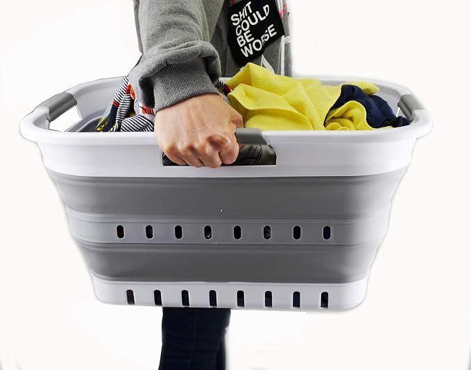 SAMMART 30L Collapsible 3 Handled Plastic Laundry Basket - Image 6
