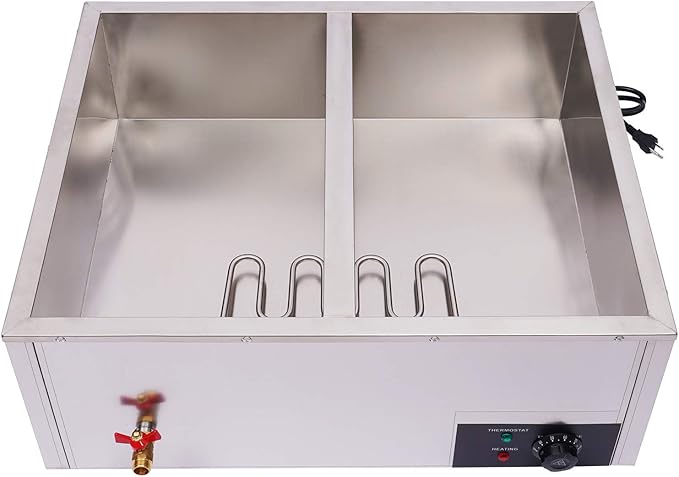 6-Pan Commercial Bain Marie Buffet Food Warmer, 850W 44Qt Electric Steam Table Food Warmer, Countertop Commercial Buffet Warmer, 86℉-185 Temp Control for Buffet Party Catering Restaurant