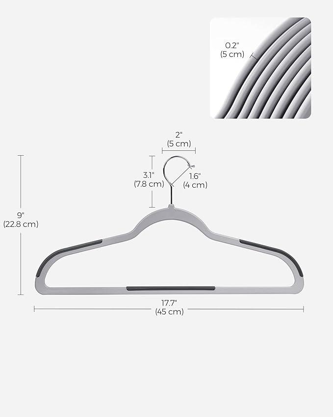 SONGMICS Plastic Clothes Hangers, Space-Saving | 0.2 Inches Thick, 17.7 Inches - Image 6