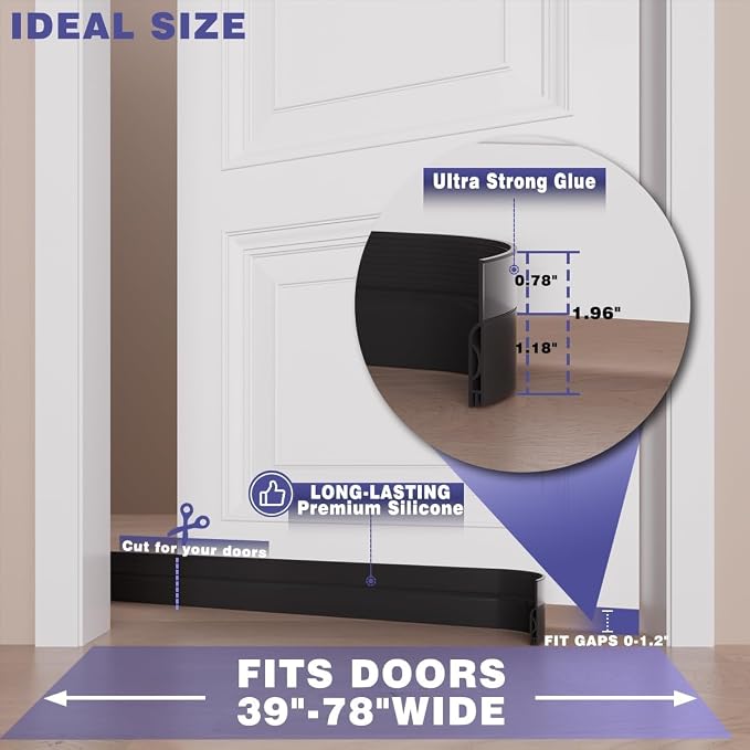 5Pack Door Draft Stopper, Adjustable Door Sweep - Image 7