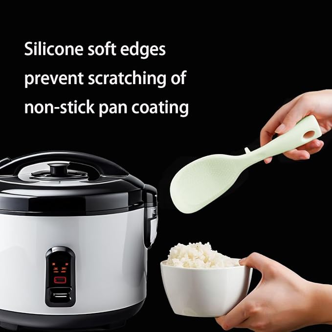 2Pcs of Silicone Rice Ladle Rice Serving Spoon Easy To Clean Rice Spoon for Electric Rice Cooker Rice Paddle for Kitchen (Cream)