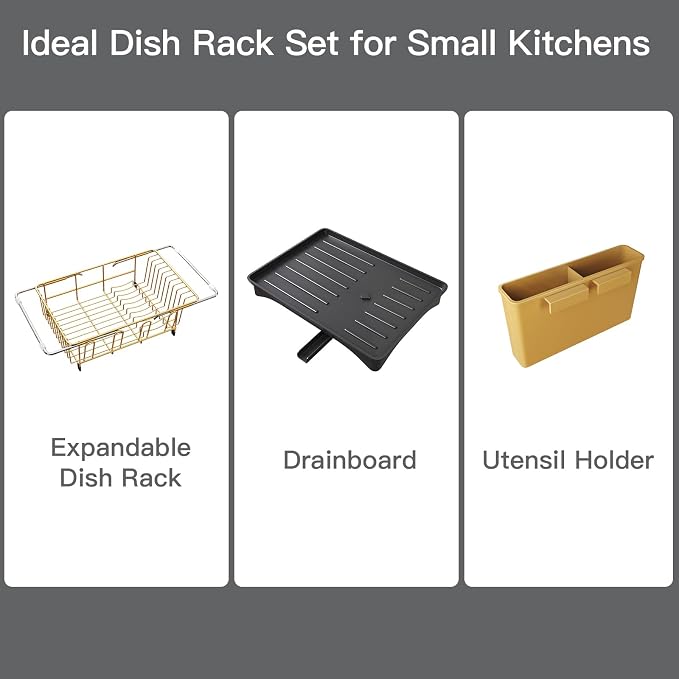 Gold Dish Drying Rack Over Sink - Image 9