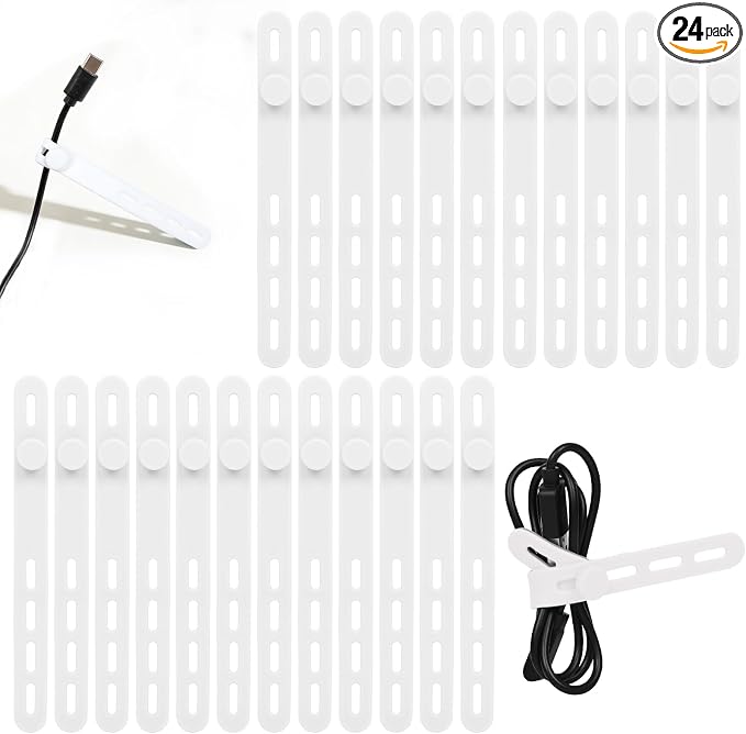 Donruby 24Pcs Silicone Cable Ties, Reusable Cord Organizer Straps, 5.12" by Donruby