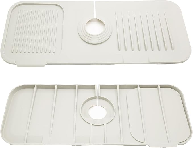 Jiozermi 14.5inch Kitchen Sink Splash Guard, Faucet Handle Drip Catcher Tray Mat - Image 2