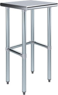 AmGood Stainless Steel Work Table Open Base | NSF Kitchen Island Food Prep | Laundry Garage Utility Bench (18" Long X 18" Deep)