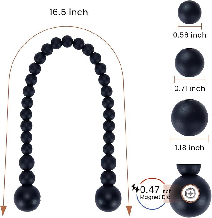 KLOGTSIND Magnetic Curtain Tiebacks, 6 Pack Wood Bead Curtain Holdbacks - Image 3