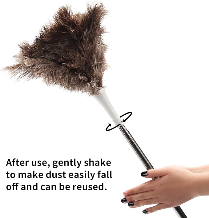 Feather Duster, Ostrich Feather Duster Replacement Head, Reusable Ostrich - Image 5