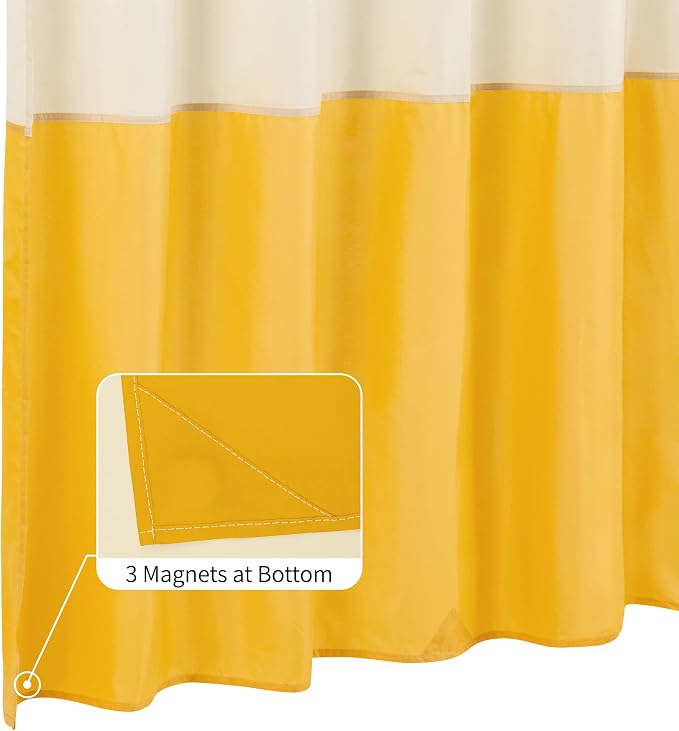 ALYVIA SPRING Waterproof Fabric Shower Curtain or Liner Cream/Yellow - Image 2