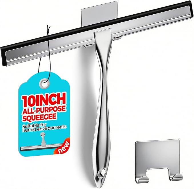 Shower Squeegee for Glass Doors, Tile Walls, Mirrors and Windshields | 10" by ALFLOD