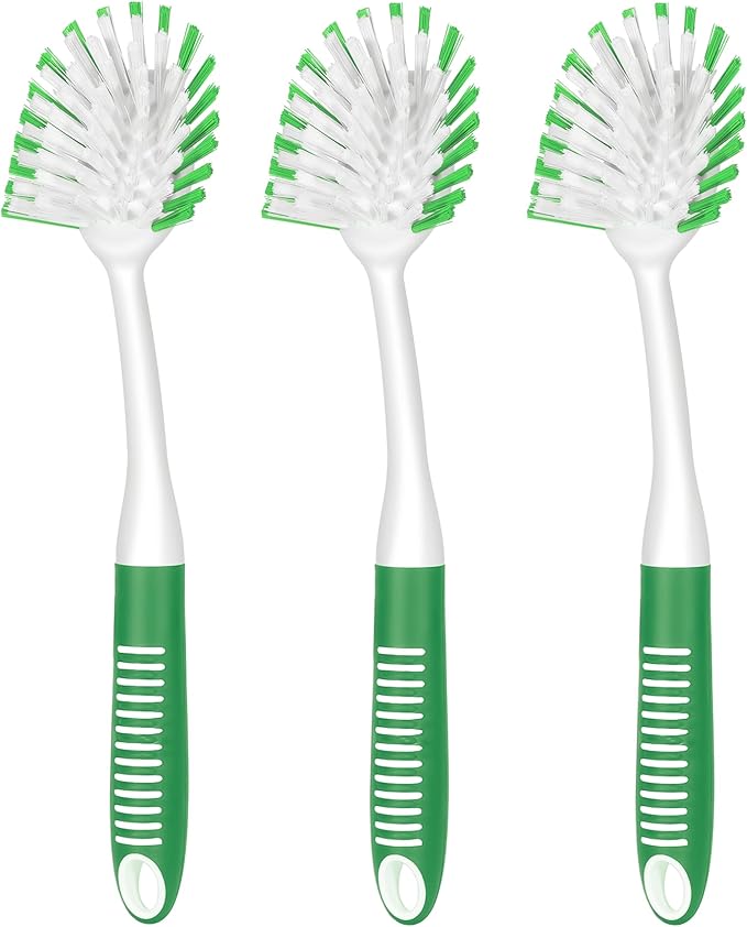 SetSail Dish Brush with Handle, 3 Pack Stiff Bristles Dish Scrubber, Non-Slip by SetSail