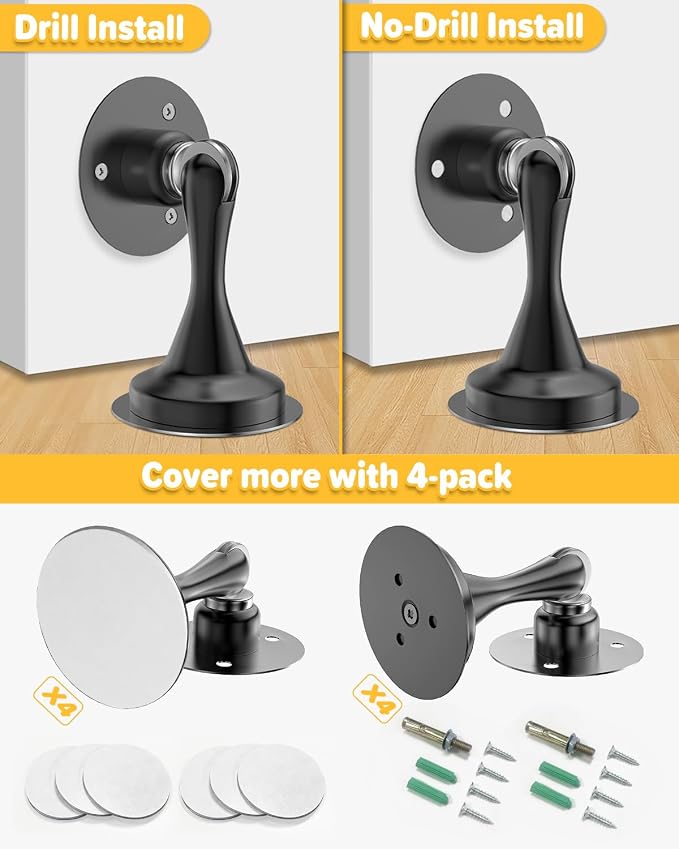 Door Stoppers Magnetic Door Catch 4 Pack Stainless Steel Magnetic Door Stop | - Image 4