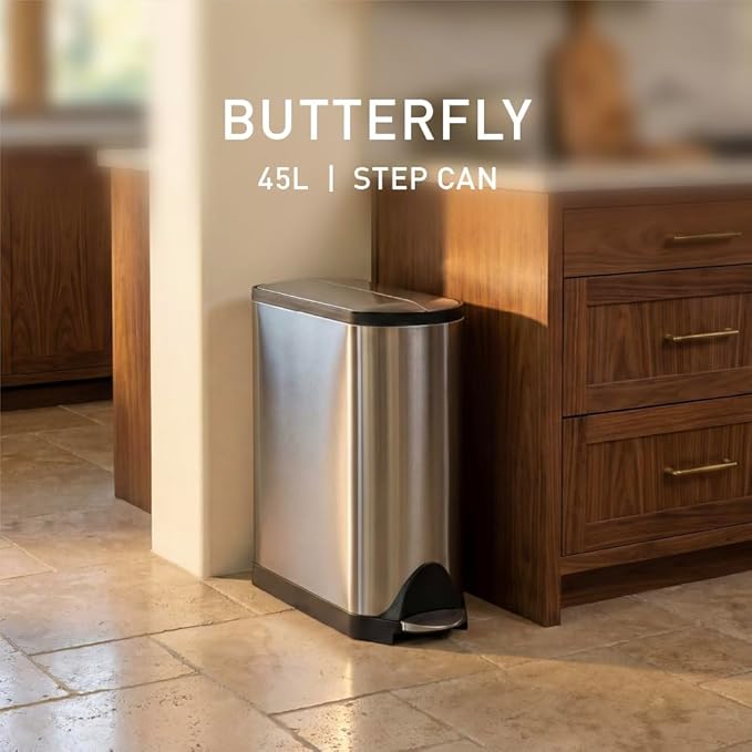 simplehuman 45 Liter / 11.9 Gallon Butterfly Lid Kitchen Step Trash Can - Image 2