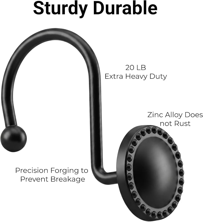 Shower Curtain Hooks, Rust-Resistant Decorative Rings, Smooth Glide, Circular - Image 3