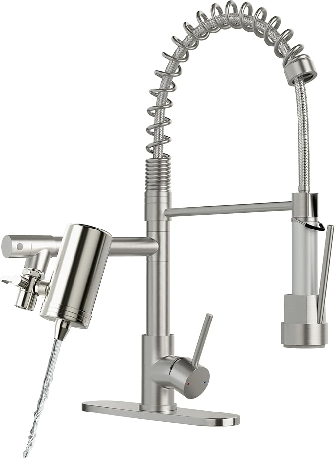 AIMADI Kitchen Faucet with Water Filter and Pull Down Sprayer | Brushed Nickel by AIMADI