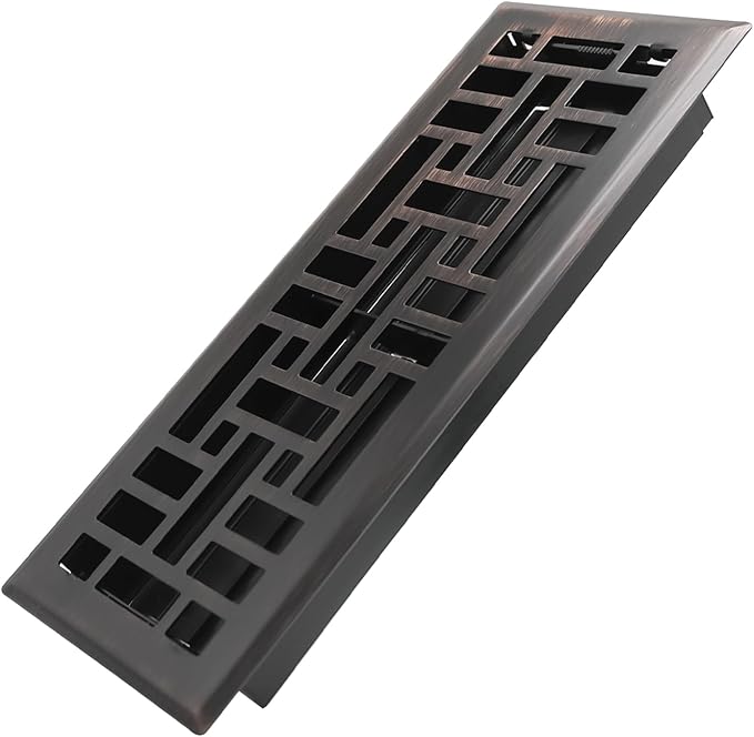 4x12 Inches Heavy Duty Walkable Floor Register Easy Adjust Air Supply Lever Floor Vents - Seattle Design - Vent Cover for Home Floor - Oil Rubbed Bronze